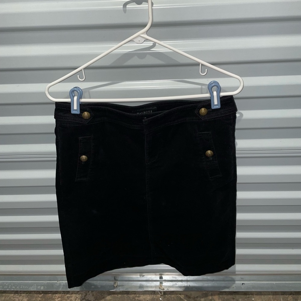 Talbots Black Zip Up Corduroy Skirt Women’s Size 4
